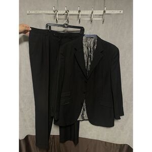 Steve Harvey Suit Men 48L Black Stripe Prince Career Academia 38X33 Pants Luxury
